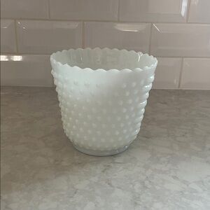 Hobnail Milk glass Vase with scalloped edge